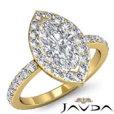 Circa Halo Sidestone Pave Set diamond Ring 14k Gold Yellow