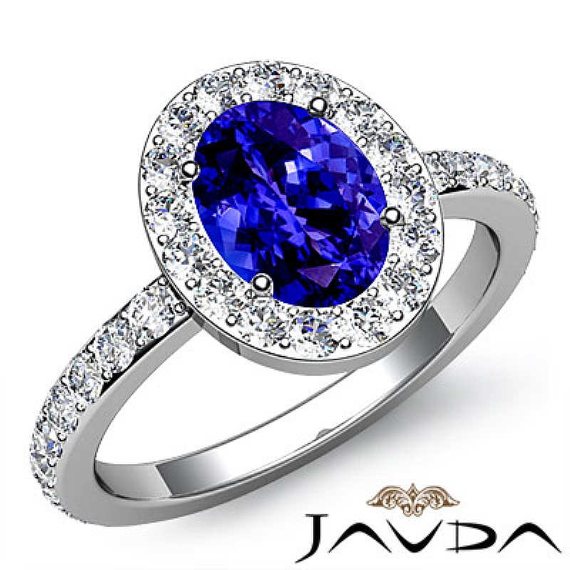 Circa Halo Sidestone Pave Set Oval diamond engagement Ring in 14k Gold White