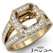 Halo Pave Set Diamond Engagement Ring Asscher Semi Mount 14k Yellow Gold 0.63Ct - javda.com 