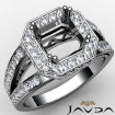 Halo Pave Set Diamond Engagement Ring Asscher Semi Mount Platinum 950 0.63Ct - javda.com 
