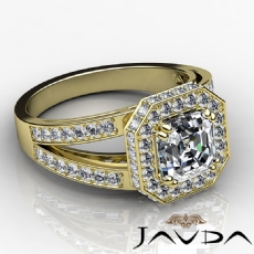 Split Shank Halo diamond Ring 14k Gold Yellow