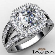 Split Shank Halo diamond Ring 14k Gold White