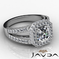 Split Shank Halo diamond Ring 14k Gold White
