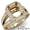 Halo Pre-Set Diamond Engagement Ring 14k Yellow Gold Emerald Semi Mount 0.84Ct - javda.com 