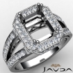 Halo Pre-Set Diamond Engagement Ring 18k White Gold Emerald Semi Mount 0.84Ct - javda.com 