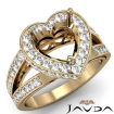 Pave Set Diamond Engagement Bridal Ring Heart Semi Mount 18k Yellow Gold 0.72Ct - javda.com 