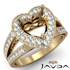 Pave Set Diamond Engagement Bridal Ring Heart Semi Mount 14k Gold Yellow  (0.72Ct. tw.)