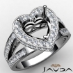 Pave Set Diamond Engagement Bridal Ring Heart Semi Mount 14k White Gold 0.72Ct - javda.com 