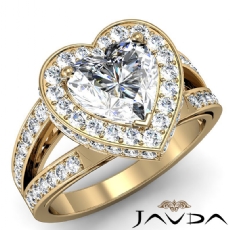 Halo Pave Set Split Shank diamond Ring 14k Gold Yellow