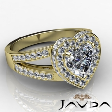 Halo Pave Set Split Shank diamond Ring 14k Gold Yellow