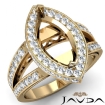 Diamond Engagement Ring Marquise Semi Mount 14k Yellow Gold Pave Setting 0.79Ct - javda.com 