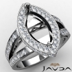 Diamond Engagement Ring Marquise Semi Mount 14k White Gold Pave Setting 0.79Ct - javda.com 