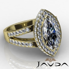 Pave Circa Halo Split Shank diamond Ring 14k Gold Yellow