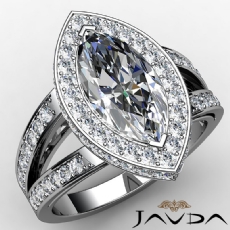 Pave Circa Halo Split Shank diamond Ring Platinum 950