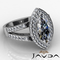 Pave Circa Halo Split Shank diamond Ring 14k Gold White