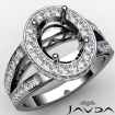 Diamond Engagement Halo Pre-Set Solid Ring Oval Semi Mount 18k White Gold 0.74Ct - javda.com 