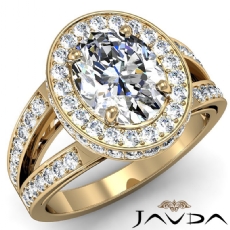 Halo Filigree Split Shank diamond Ring 18k Gold Yellow