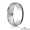 Polished Edge Hammered Finish Unisex Wedding Band 14k Gold White