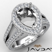 Halo Pave Set Diamond Engagement Ring 14k White Gold Pear Semi Mount 1.5Ct - javda.com 