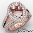 Halo Pave Set Diamond Engagement Ring 18k Rose Gold Pear Semi Mount 1.5Ct - javda.com 