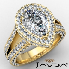 Micropave Halo Split Shank diamond Ring 14k Gold Yellow
