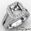 Halo Pave Set Diamond Engagement Ring 14k White Gold Asscher Semi Mount 1.5Ct - javda.com 