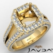 Halo Pave Set Diamond Engagement Ring 14k Yellow Gold Asscher Semi Mount 1.5Ct - javda.com 