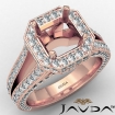 Halo Pave Set Diamond Engagement Ring 14k Rose Gold Asscher Semi Mount 1.5Ct - javda.com 