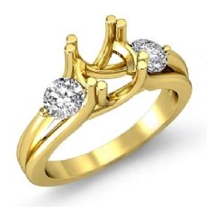 3 Stone Round Diamond Engagement Ring 14k Gold Yellow Semi Mount  (0.5Ct. tw.)