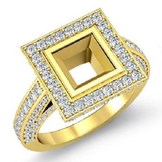 Diamond Engagement Ring 18k Gold Yellow Princess Shape SemiMount Halo Setting (2.15Ct. tw.)