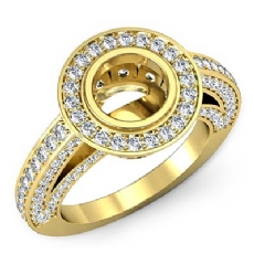 Diamond Vintage Engagement Halo Setting Ring Round Semi Mount 14k Gold Yellow (2Ct. tw.)