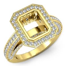 Diamond Engagement Emerald Ring 18k Gold Yellow Halo Setting Semi Mount (2.25Ct. tw.)