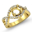 0.5Ct Diamond Engagement Ring Halo Pave Setting 18k Yellow Gold Round Semi Mount - javda.com 