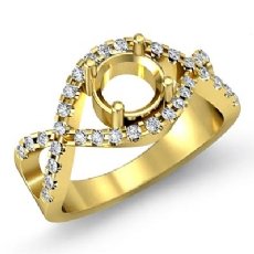 Diamond Engagement Ring Halo Pave Setting 18k Gold Yellow Round Semi Mount (0.5Ct. tw.)