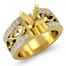Round Diamond Fashion Wedding Ring 18k Gold Yellow Semi Mount (0.55Ct. tw.)