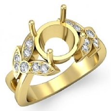 Diamond Engagement Flower Ring 18k Gold Yellow Round Semi Mount (0.3Ct. tw.)