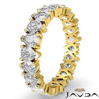 Pear Diamond Prong Set Eternity Women's Wedding Band Ring 14k Gold Yellow 5.5Ct