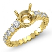 0.7Ct Round Diamond 10 Stone Engagement Semi Mount Ring Setting 18k Yellow Gold - javda.com 