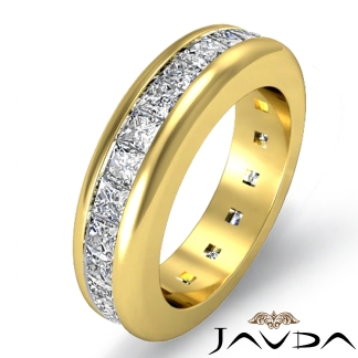 Channel Set Eternity Womens Band Princess Cut Diamond Ring 14k Gold Yellow 2.5Ct