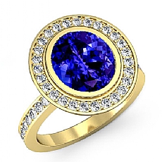 Circa Halo Pave Bezel Set diamond Ring 18k Gold Yellow