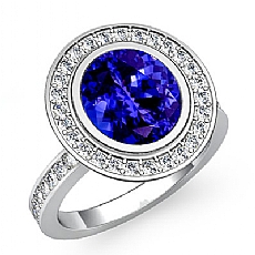Circa Halo Pave Bezel Set diamond Ring 14k Gold White