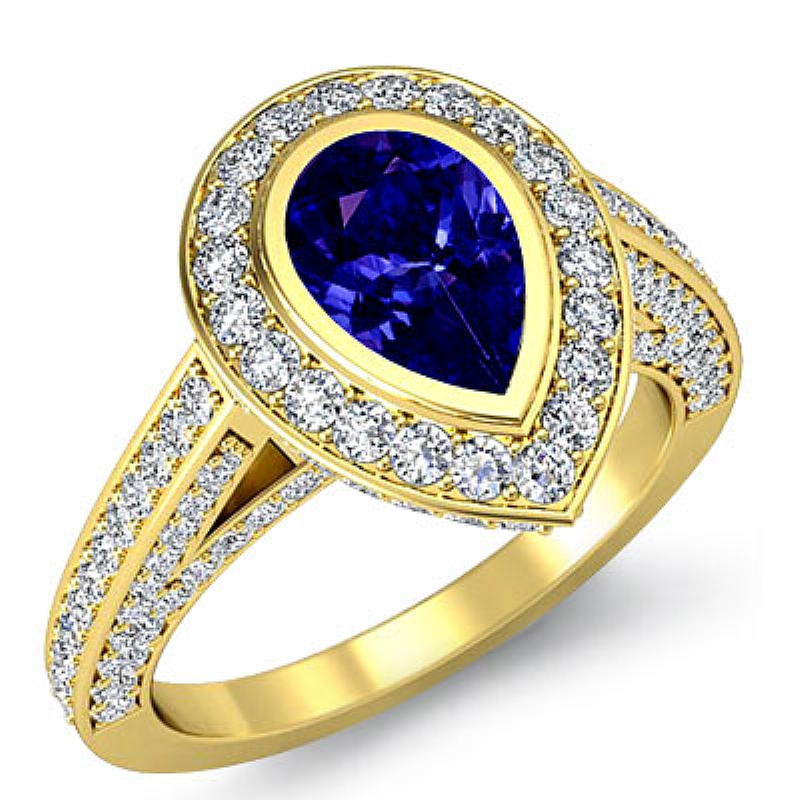  Pear diamond  Ring in 14k Gold Yellow