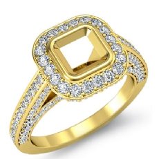 Halo Setting Diamond Engagement Asscher Semi Mount Ring 18k Gold Yellow (1.65Ct. tw.)