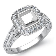 1.65 Ct Halo Setting Diamond Engagement Asscher Semi Mount Ring 14K White Gold