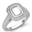 1.65Ct Pave Setting Diamond Engagement Cushion Semi Mount Ring Platinum 950 - javda.com 