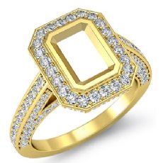 Halo Setting Diamond Engagement Emerald Semi Mount Ring 18k Gold Yellow (1.65Ct. tw.)