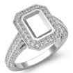 1.65Ct Halo Setting Diamond Engagement Emerald Semi Mount Ring Platinum 950 - javda.com 