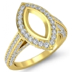 1.65Ct Pave Setting Diamond Engagement Marquise Semi Mount Ring 18k Yellow Gold - javda.com 