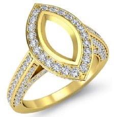 Pave Setting Diamond Engagement Marquise Semi Mount Ring 14k Gold Yellow (1.65Ct. tw.)
