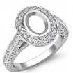 1.25Ct Halo Pave Setting Diamond Engagement Oval Semi Mount Ring 18k Gold White